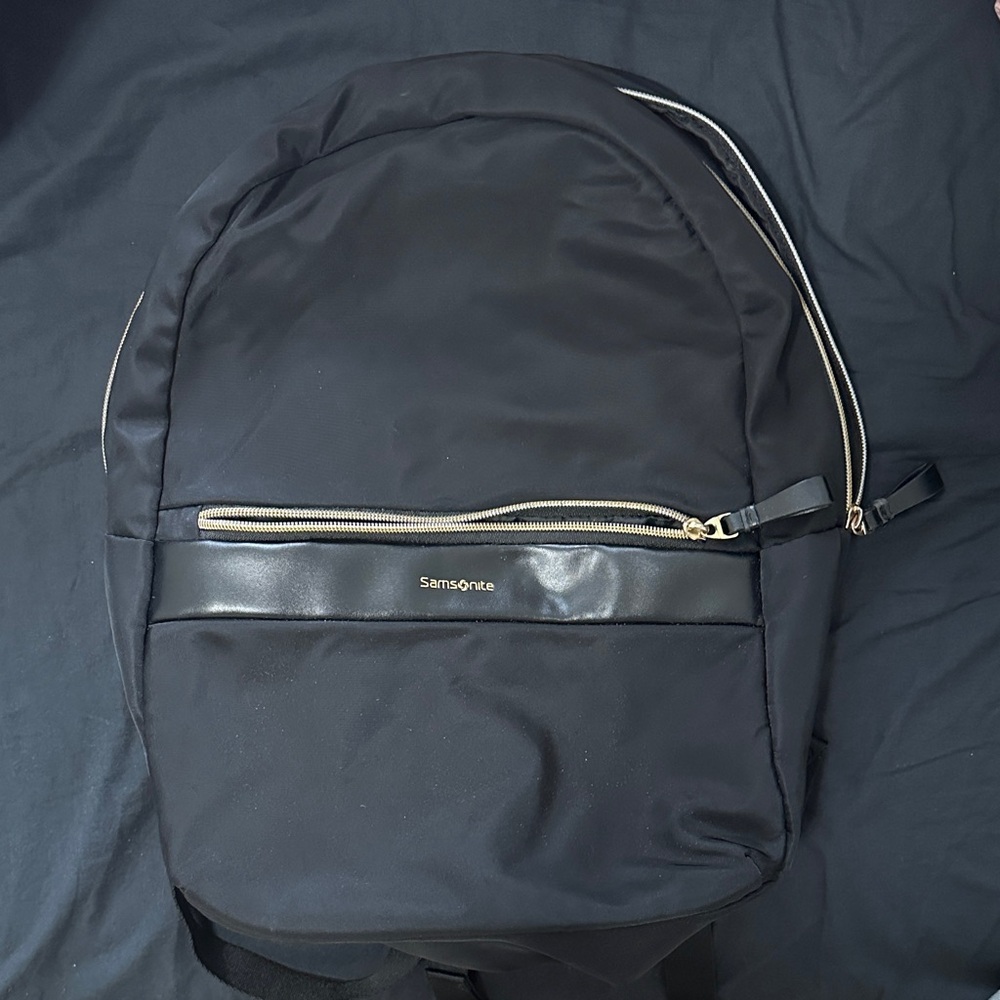 Samsonite Black Backpack with Gold Zippers